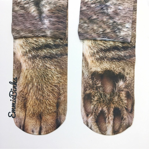 New 3D Over The Knee Realistic Fur Cat Lightweight Socks / Stretch Stockings - Picture 4 of 12